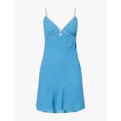Reformation Womens Cerulean Rimona V-neck Crepe Mini Dress In Blue