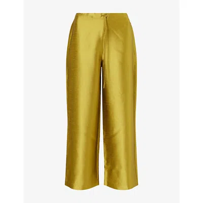Reformation Womens Chartreuse Olina Cropped Woven Trousers Xs In Gold