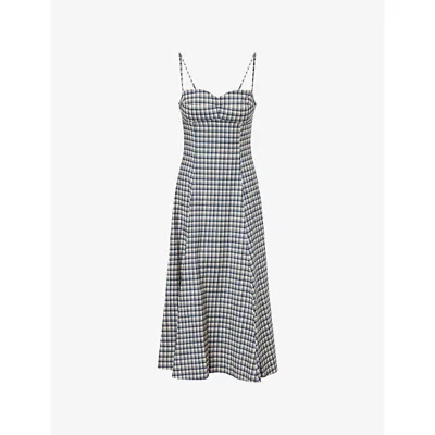 Reformation Womens Check Kailani Cotton Midi Dress In Black