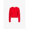 Reformation Womens Paprika Caspia Cropped Knitted Recycled-cashmere And Wool Cardigan In Red