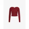 Reformation Womens Chianti Meadow Ribbed Wool Cardigan In Burgundy