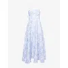 Reformation Womens Monette Floral-print Linen Midi Dress Chloe In Blue