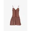 Reformation Womens Choco Dot Citrus Polka-dot Woven Mini Dress