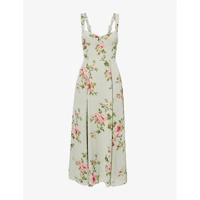 Reformation Womens Chorus Lela Floral-print Woven Midi Dress In Gray