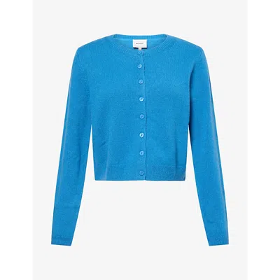 Reformation Womens Clara Crew Cashmere Cardigan Cerulean In Blue