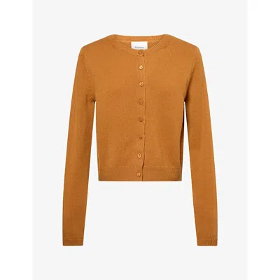 Reformation Womens Clara Crew Cashmere Cardigan Copper In Orange