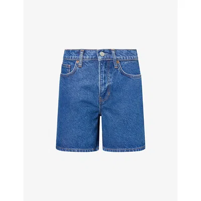Reformation Womens Cleary Raye Mid-rise Denim Shorts In Blue