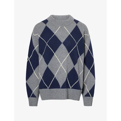 Reformation Womens Cove Argyle Cashmere And Wool Jumper Thunder Multi Argyle