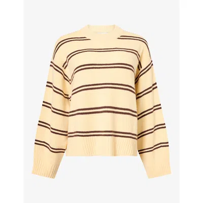 Reformation Womens Cove Oversized Stripe Cashmere Jumper Parmesan In Yellow