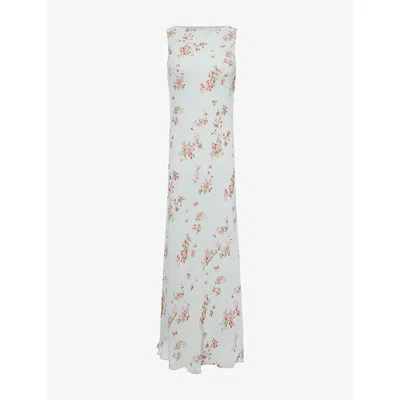 Reformation Womens  Prescott Floral Woven Maxi Dress In Blue