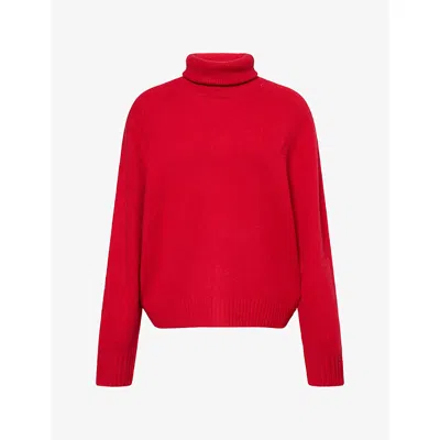 Reformation Womens Dove Oversized Turtleneck Cashmere Jumper Lipstick In Red