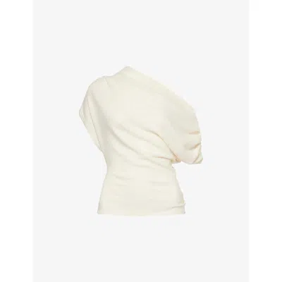 Reformation Womens Fior Di Latte Iris Off-shoulder Knitted Top Xs In Neutral