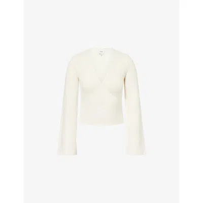 Reformation Womens  Kylen Wrap-front Knitted Top In White