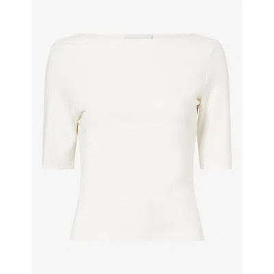 Reformation Womens Fior Di Latte Santino Boat-neck Stretch-cotton Top In White