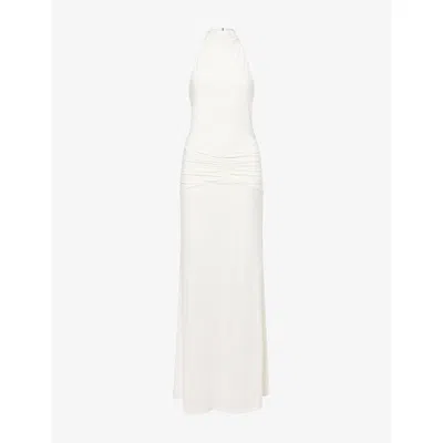 Reformation Womens Fior Di Latte Serena Ruched Jersey Maxi Dress In White