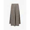Reformation Womens Plaid First Light Check-pattern Woven Maxi Skirt In Brown