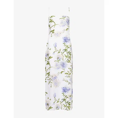 Reformation Womens Frankie Floral-print Linen Midi Dress Serenity