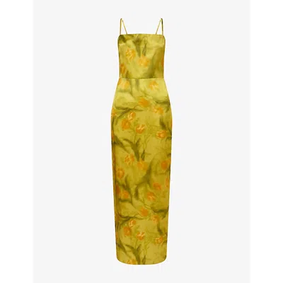 Reformation Womens Frankie Floral-print Silk-charmeuse Maxi Dress Artiste