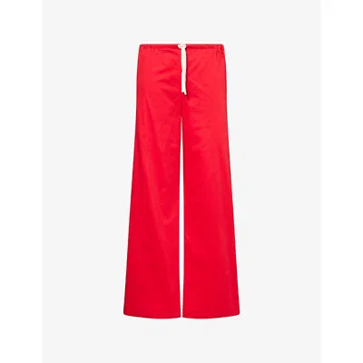 Reformation Womens Gina Wide-leg Stretch-cotton Trousers Lipstick