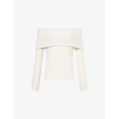 Reformation Womens Gossamer Lana Bardot Cotton-cashmere Knit Jumper Xs