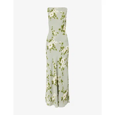 Reformation Womens Greenery Prescott Floral-print Georgette Maxi Dress