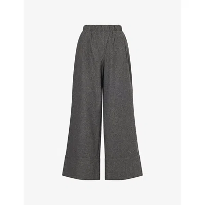 Reformation Womens Grey Wool Fernando Wide-leg Wool-blend Trousers