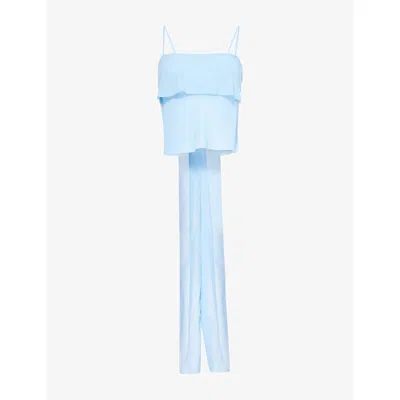 Reformation Womens  Lula Semi-sheer Woven Top In Ice Water