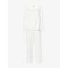Reformation Womens Paloma Ruffled Cotton Blend Pyjama Set Ivory In White