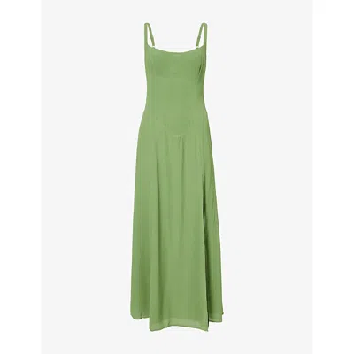 Reformation Womens Jade Green Ailany Square-neck Woven Midi Dress