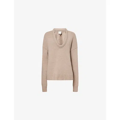 Reformation Womens Jonie Scoop-neck Cashmere And Wool-blend Jumper Oatmeal
