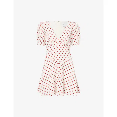 Reformation Womens Ketchup Dot Naira Polka-dot Crepe Mini Dress In Multi