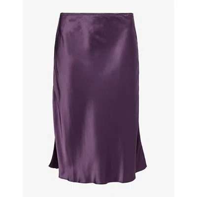 Reformation Womens Layla Knee-length Silk Skirt Crushed Violet In Purple