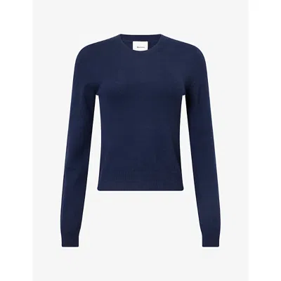 Reformation Womens Lian Crewneck Cashmere Jumper Navy Xs In Blue