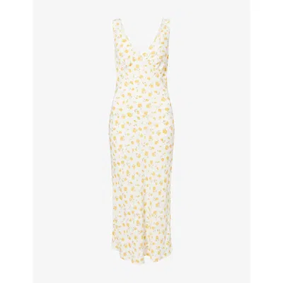Reformation Womens Limona Beauden Floral-print Crepe Midi Dress Xl In White