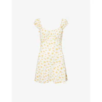 Reformation Womens Limona Lucybelle Floral-print Woven Mini Dress Xl In Neutral