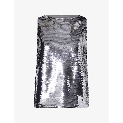 Reformation Womens Lisa Sequin Knit Top Galaxy Sequin In Animal Print