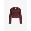 Reformation Chloe Knit Shrug Set Mahogany In Mahogany