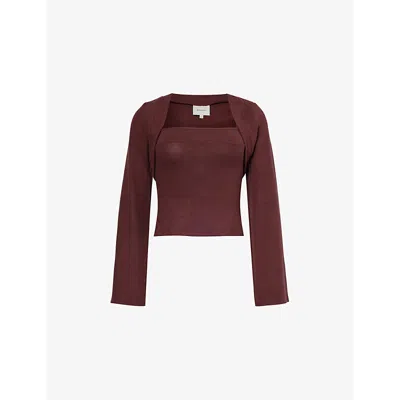 Reformation Chloe Knit Shrug Set Mahogany