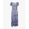 Reformation Womens Afton Floral-print Woven Midi Dress Martine In Blue