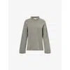 Reformation Womens Mid Grey  X Nara Smith Rolled-trims Chamomile Wool Jumper Xs In Gray