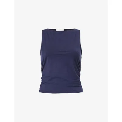 Reformation Womens Midnight Demi Knit Stretch-jersey Two-piece Top And Skirt Set In Blue