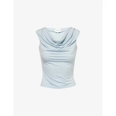 Reformation Womens Mineral Cello Knit Jersey Top In Blue