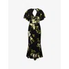 Reformation Womens Mood For Love Salvia Woven Midi Dress In Black