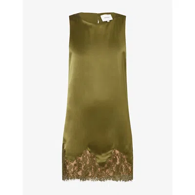 Reformation Womens Moss Garden Jessalyn Sleeveless Silk Mini Dress In Green