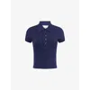 Reformation Bentley Cotton-blend Short-sleeve Polo Sweater In Blue