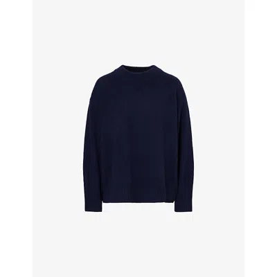 Reformation Womens Cove Oversized Cashmere And Wool-blend Jumper Navy In Blue