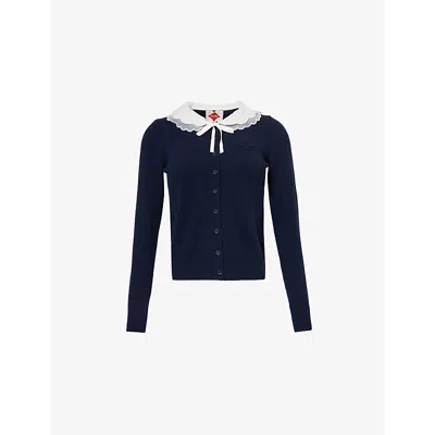 Reformation Womens  X Shrimps Queenie Cashmere Knitted Cardigan In Navy