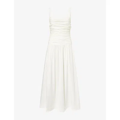 Reformation Womens Nesta Draped Cotton Midi Dress White