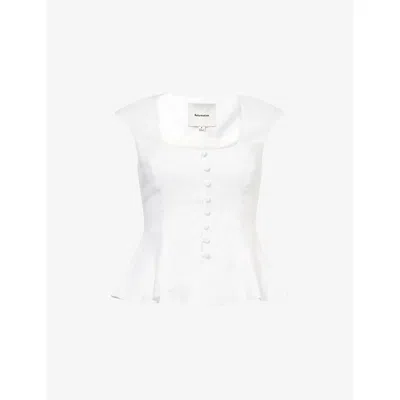 Reformation Womens Paolina Peplum-hem Linen Top White