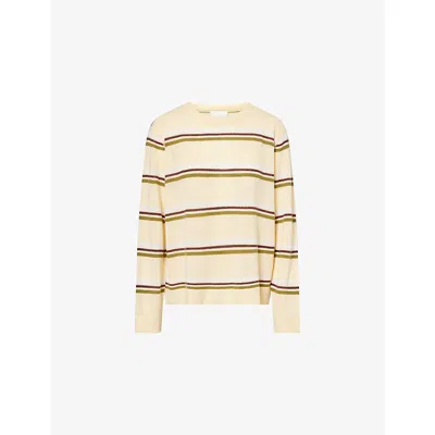 Reformation Womens Parmesan Pear Multi Stripe-print Round-neck Cashmere Jumper Xs